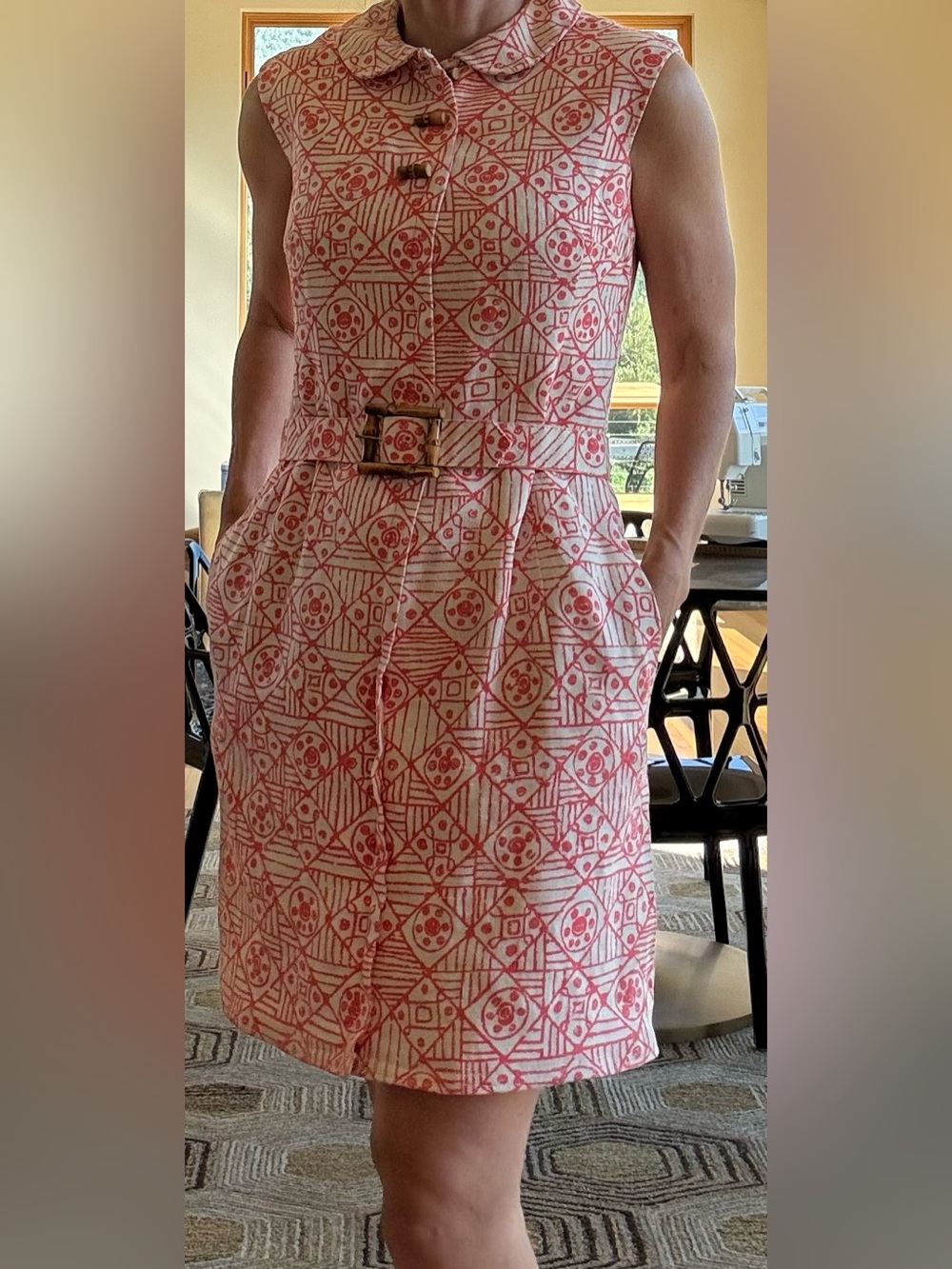Vintage Patterned Irish Linen Dress